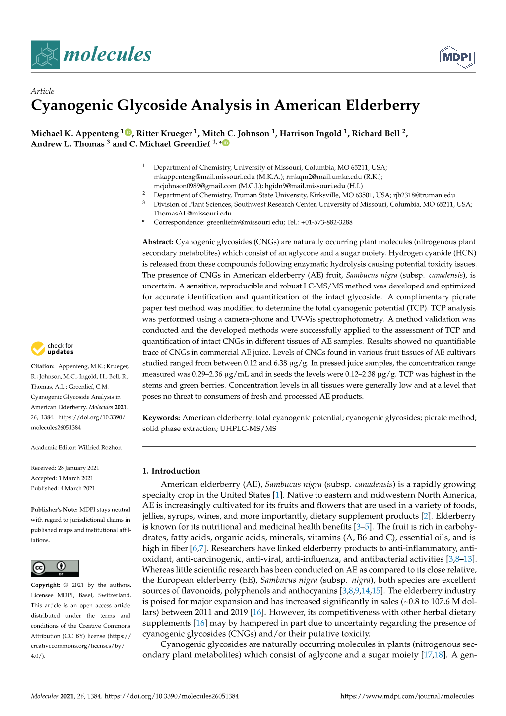 Cyanogenic Glycoside Analysis in American Elderberry