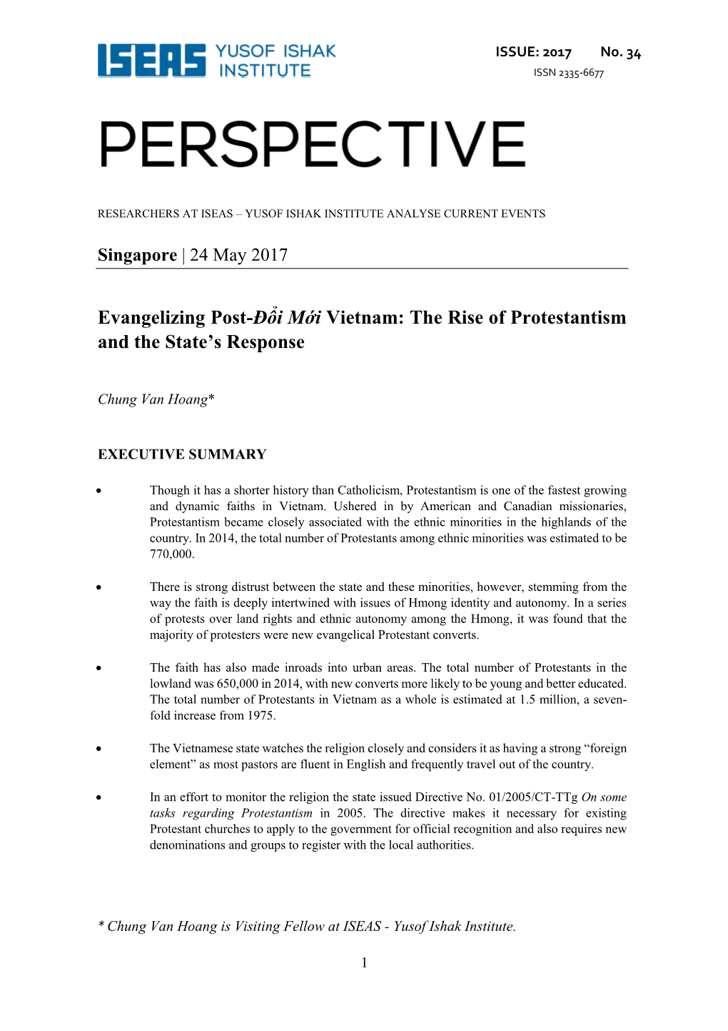 Evangelizing Post-Đổi Mới Vietnam: the Rise of Protestantism and the State’S Response
