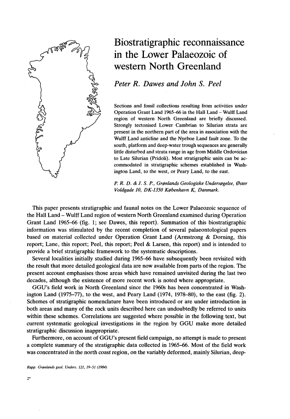 Biostratigraphic Reconnaissance in the Lower Palaeozoic of Western North Greenland