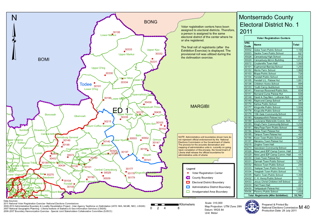 Electoral District No. 1 2011 Montserrado County