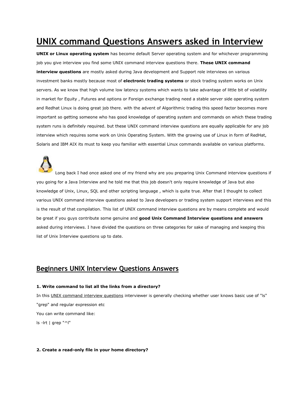 UNIX Command Questions Answers Asked in Interview