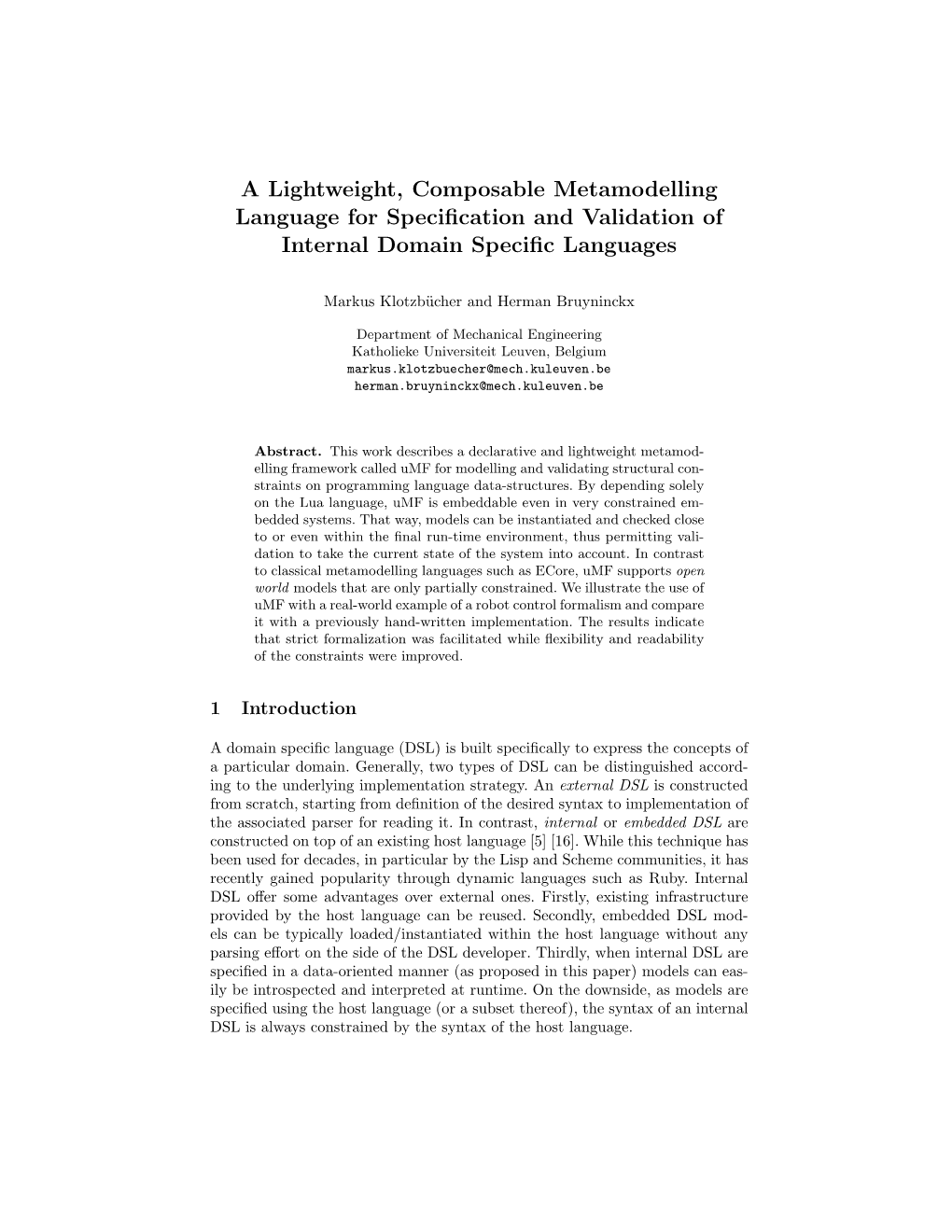 A Lightweight, Composable Metamodelling Language for Specification and Validation of Internal Domain Specific Languages