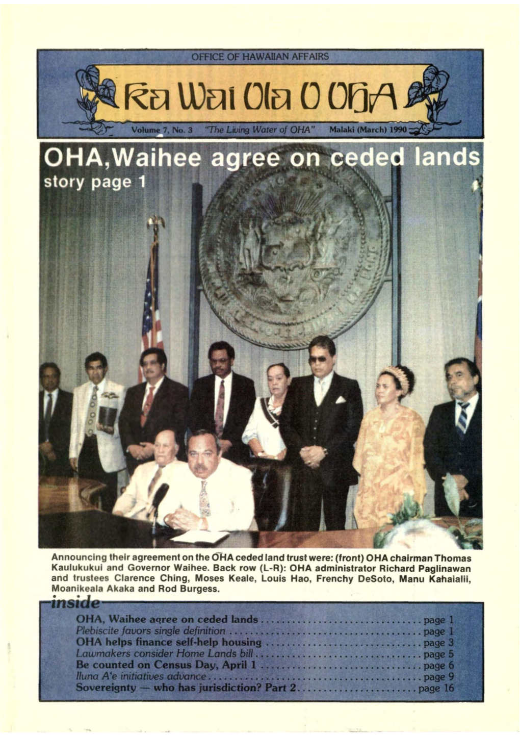 Ka Wai Ola OOHA • Which Lands Comprise the Public Land Trust the Office of Hawaiian Affairs and Gov