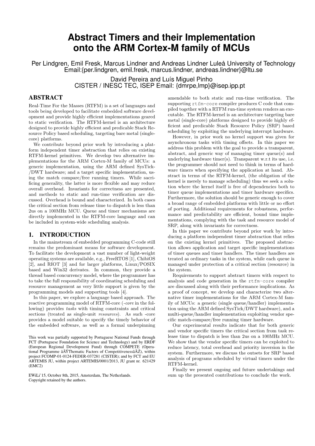 Abstract Timers and Their Implementation Onto the ARM Cortex-M Family of Mcus