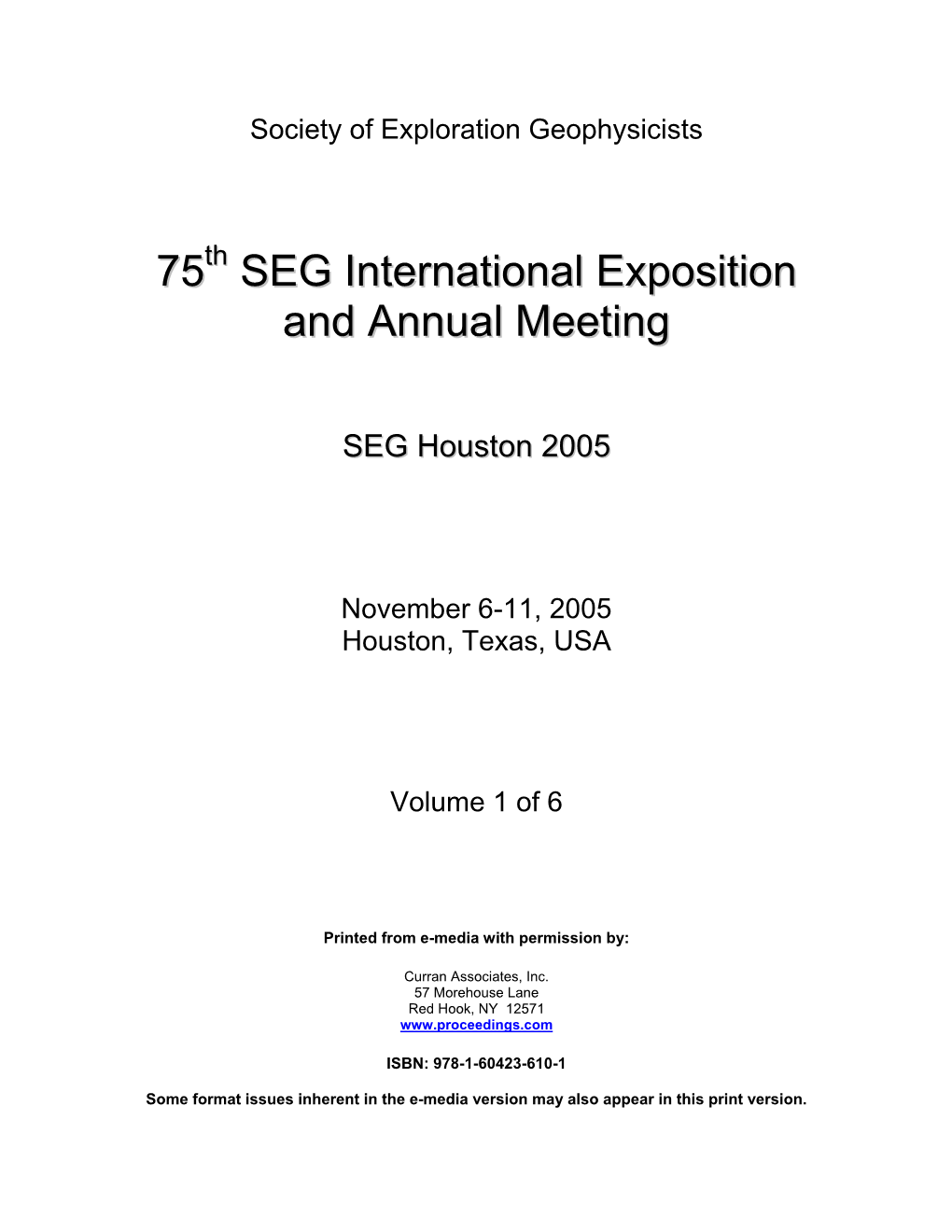 SEG International Exposition and Annual Meeting