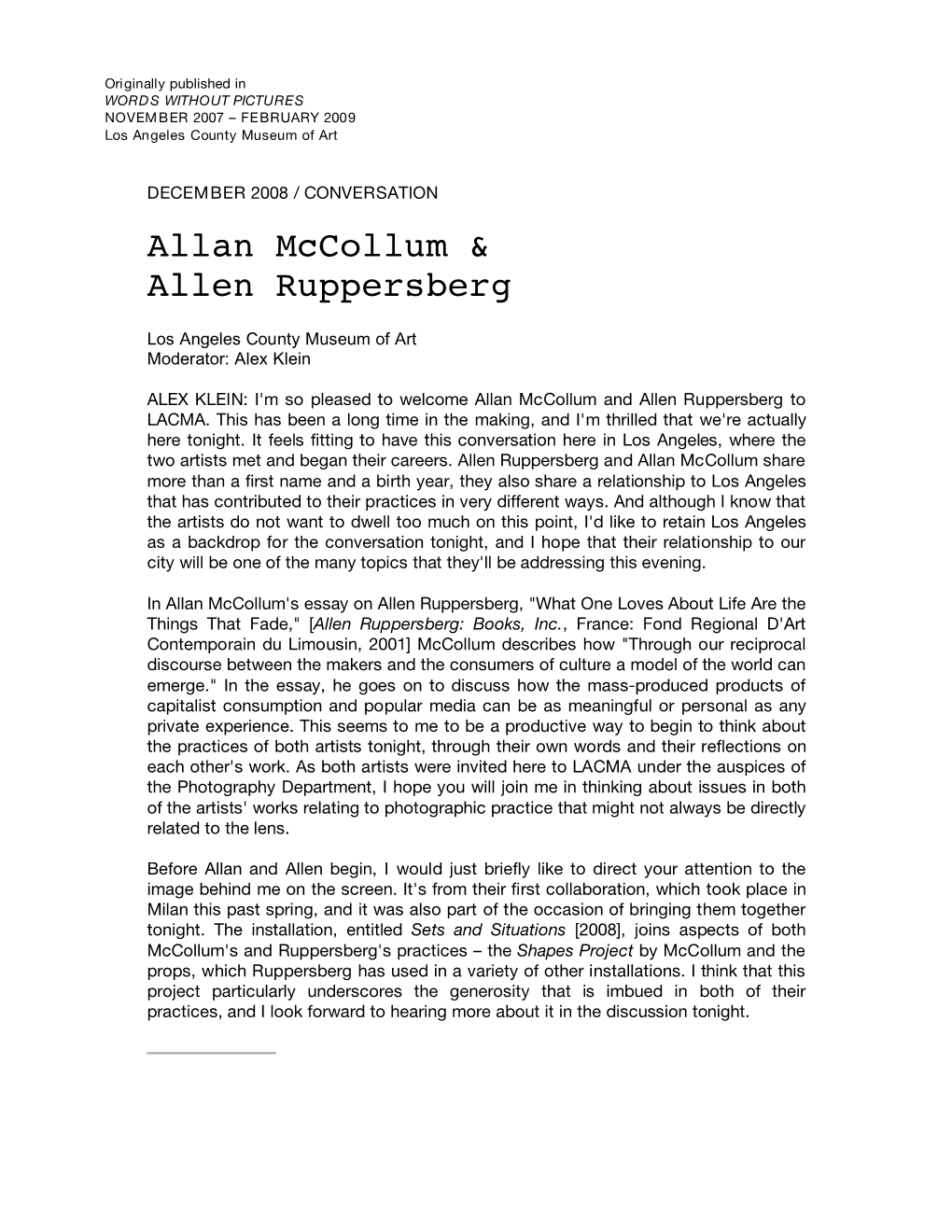 Allan Mccollum & Allen Ruppersberg