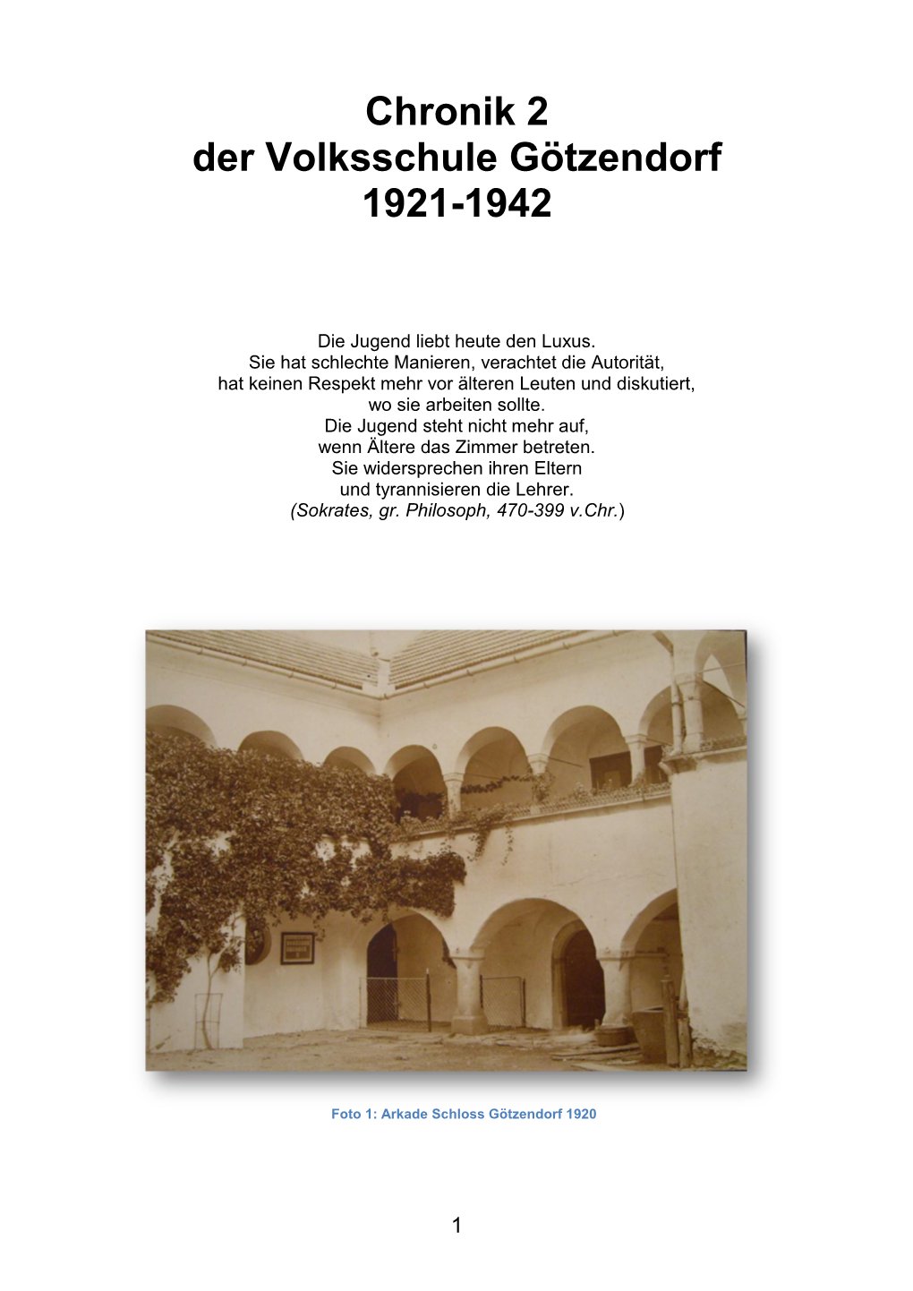 Chronik 2 Der Volksschule Götzendorf 1921-1942