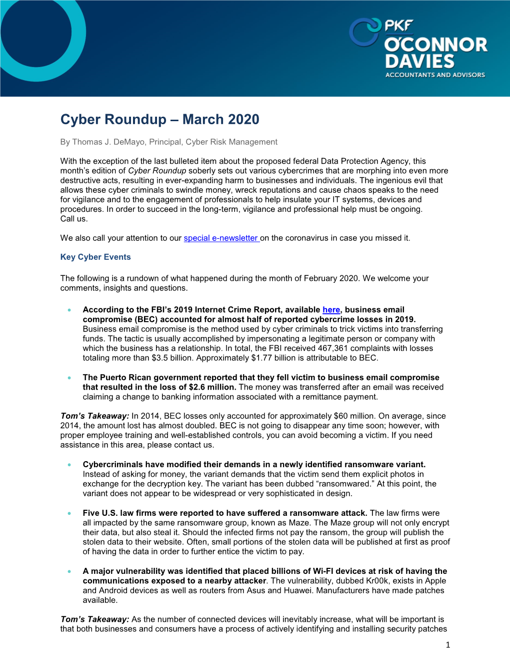 Cyber Roundup – March 2020