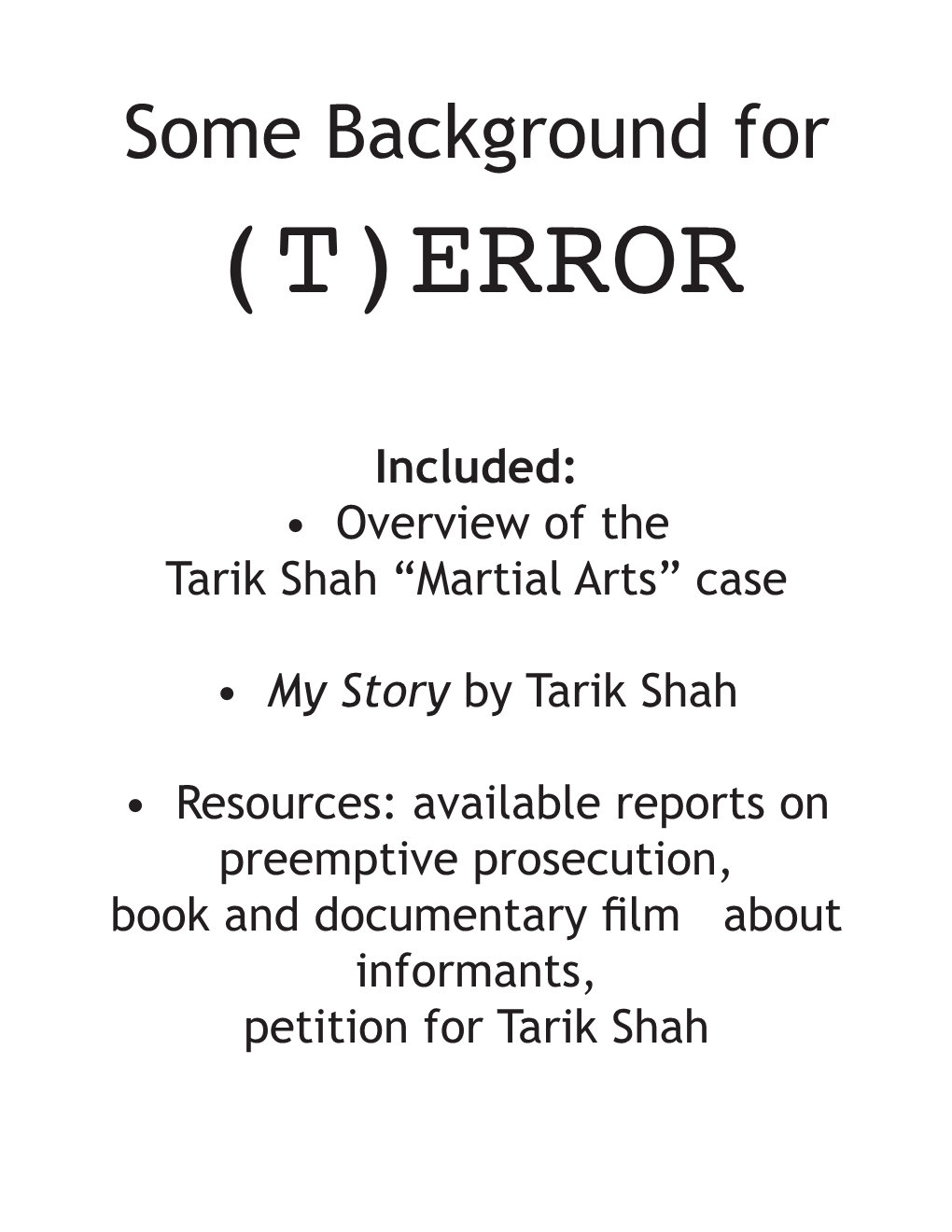 Townload Printable Flyer Regarding Tarik Shah's Case