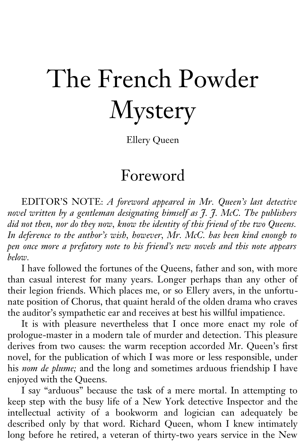 The French Powder Mystery