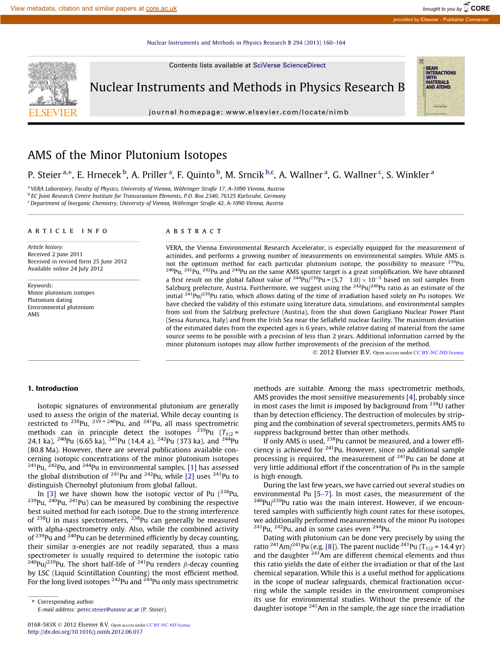 AMS of the Minor Plutonium Isotopes ⇑ P