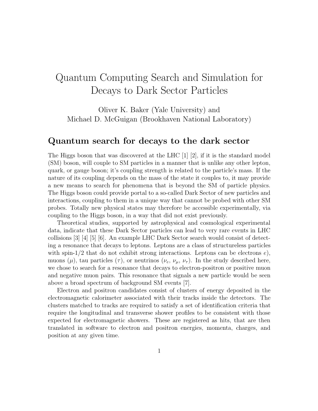 Quantum Computing Search and Simulation for Decays to Dark Sector Particles