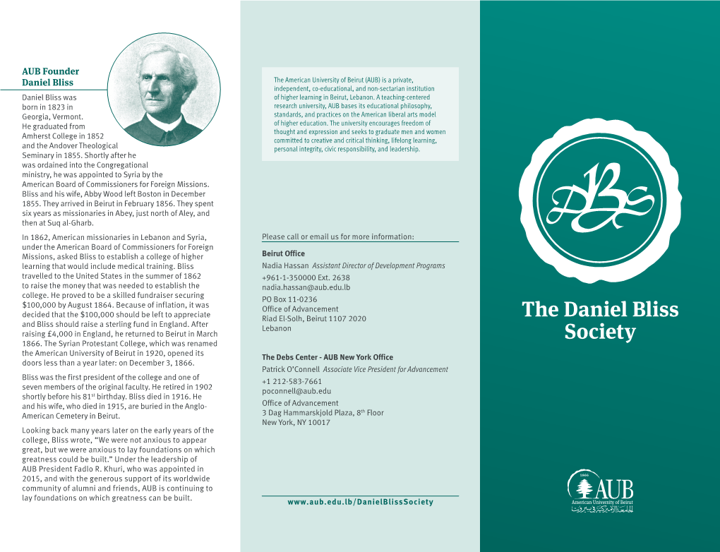 The Daniel Bliss Society