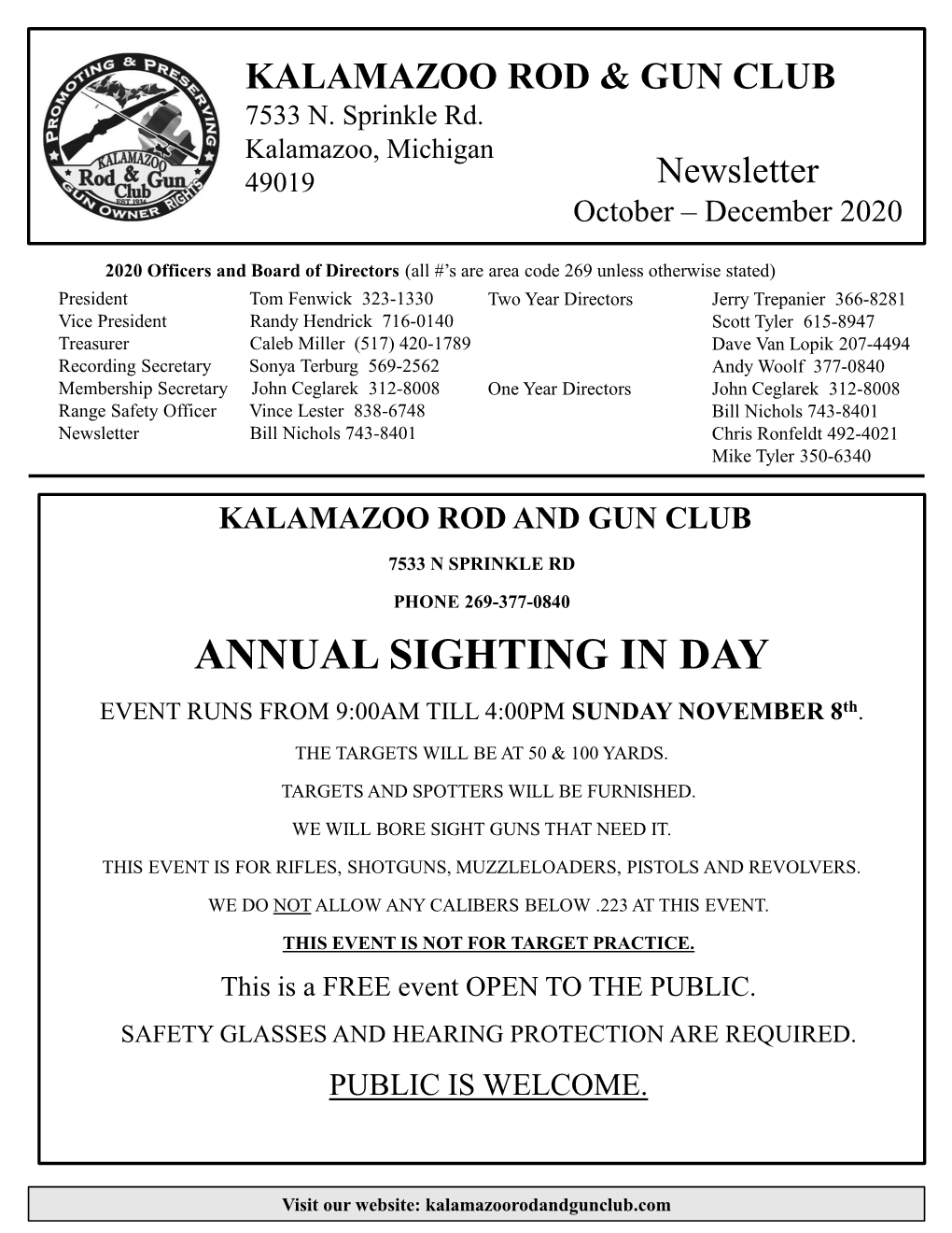 ANNUAL SIGHTING in DAY EVENT RUNS from 9:00AM TILL 4:00PM SUNDAY NOVEMBER 8Th