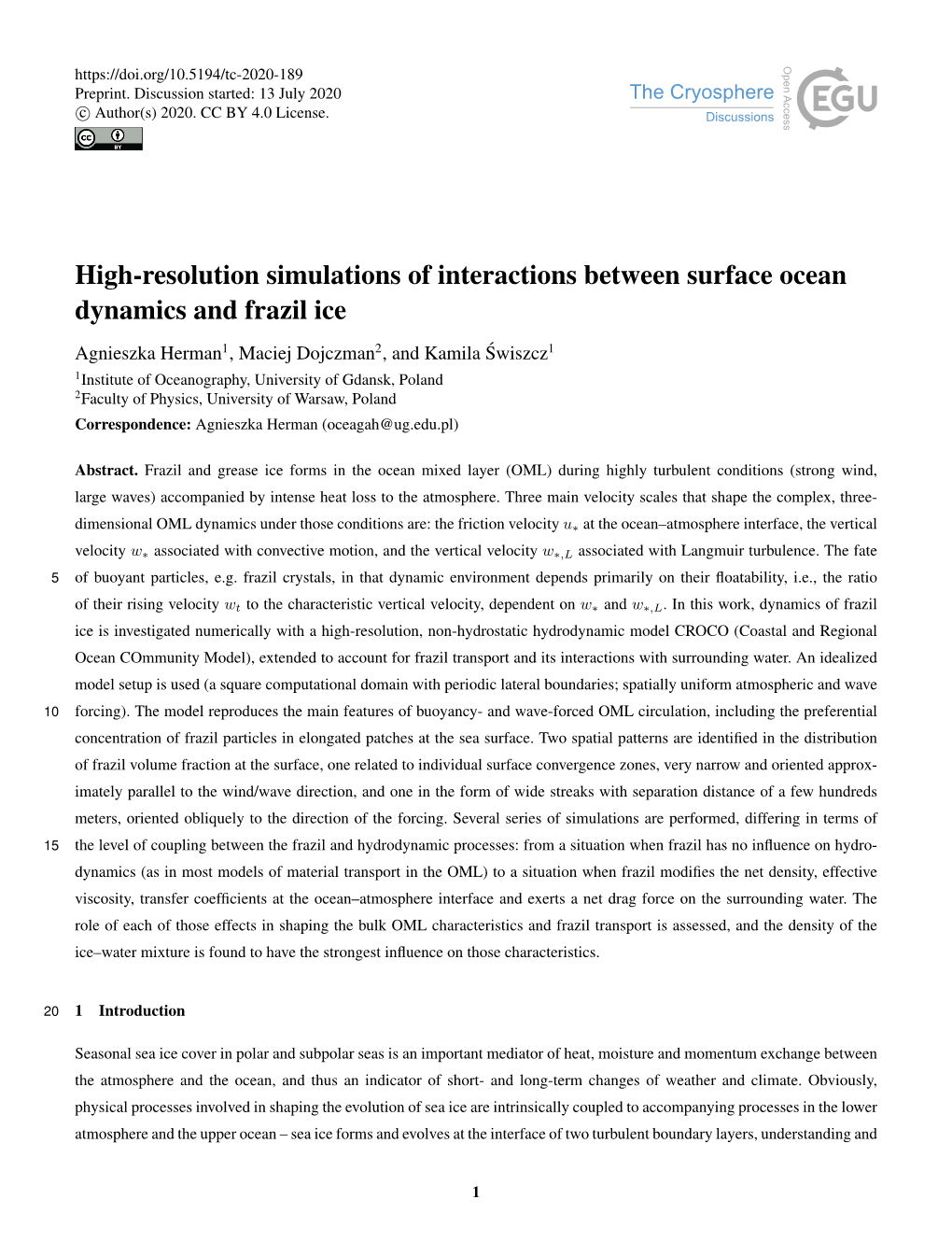 High-Resolution Simulations of Interactions Between Surface Ocean