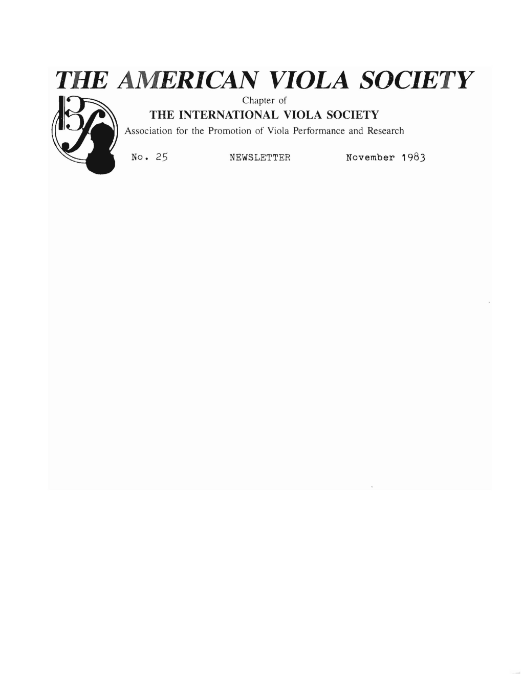 American Viola Society Newsletter 25 November 1983