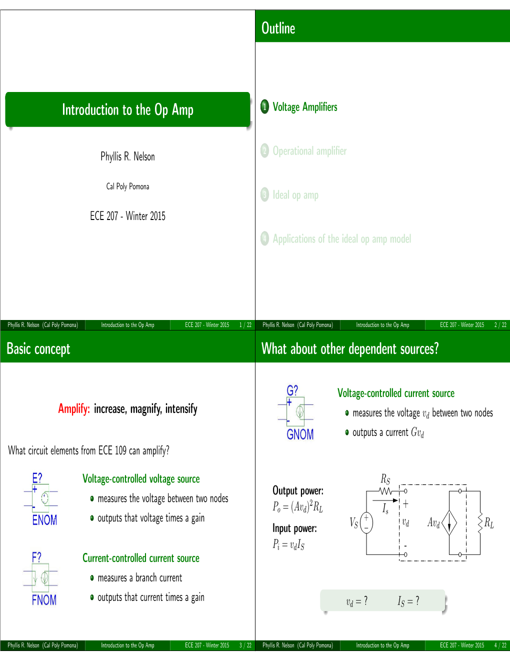 Introduction to the Op Amp Outline Basic Concept What About Other