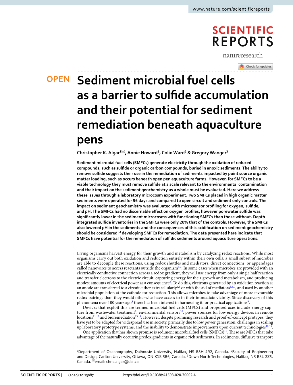 Sediment Microbial Fuel Cells As a Barrier to Sulfide Accumulation And