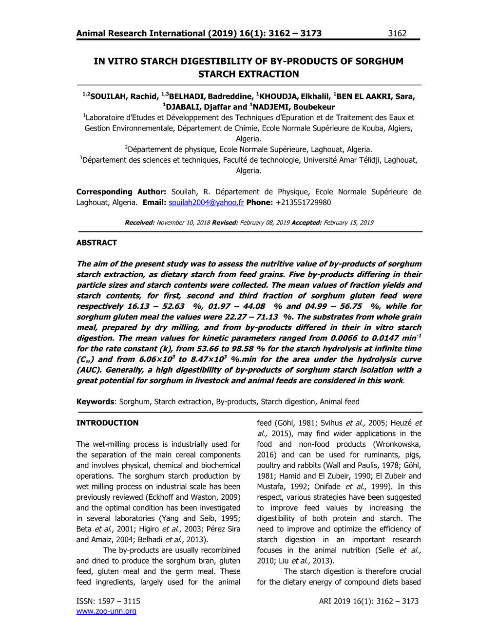 In Vitro Starch Digestibility of By-Products of Sorghum