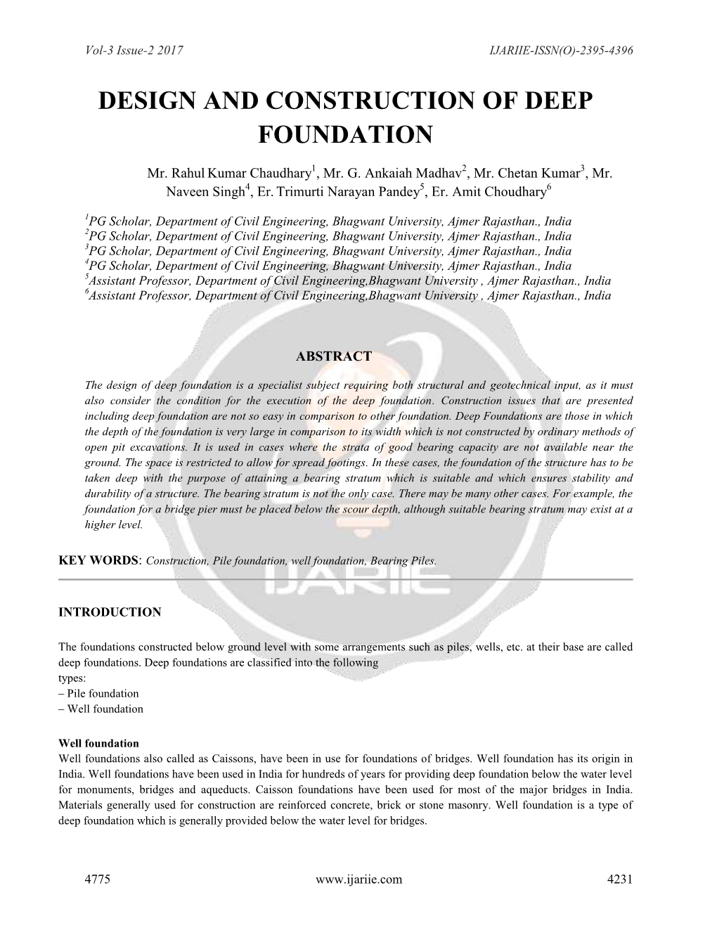 Design and Construction of Deep Foundation