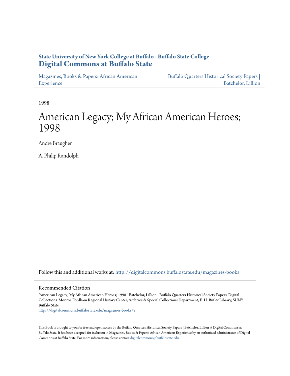 American Legacy; My African American Heroes; 1998 Andre Braugher