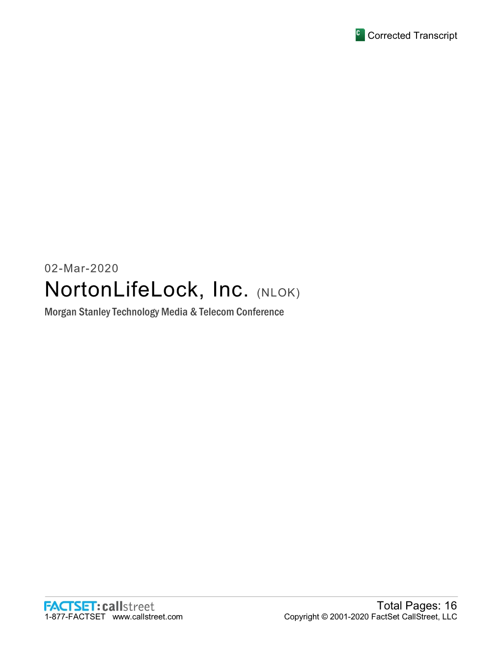 Nortonlifelock, Inc. (NLOK) Morgan Stanley Technology Media & Telecom Conference