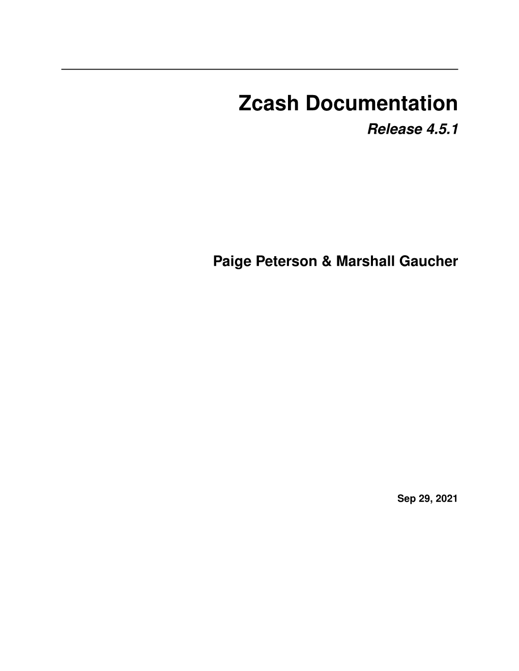 Zcash Documentation Release 4.5.1