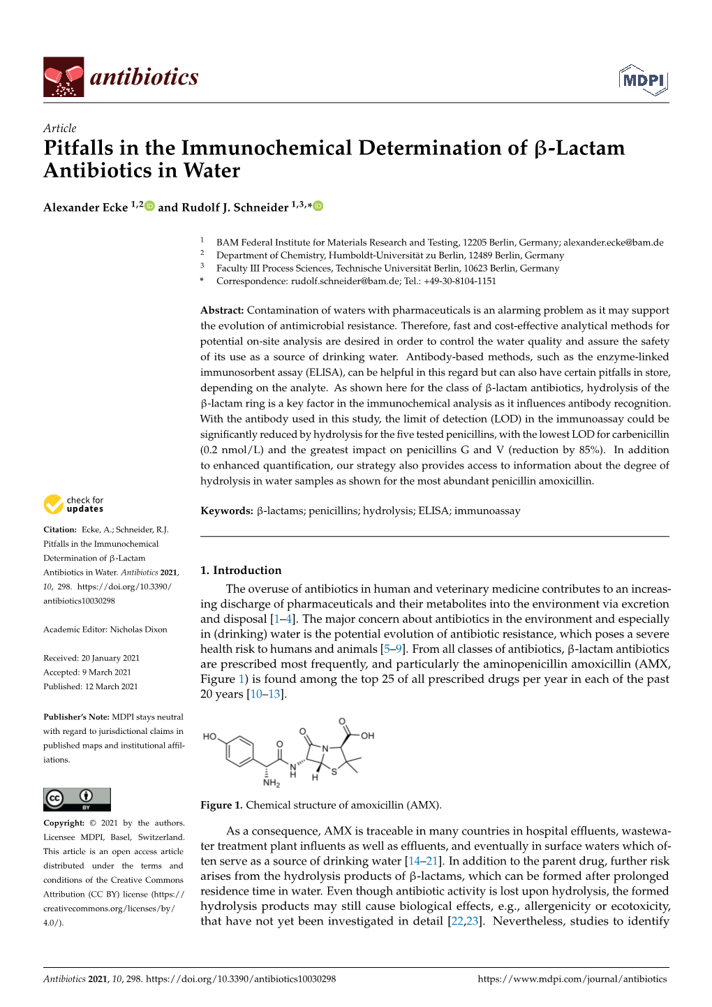 Lactam Antibiotics in Water