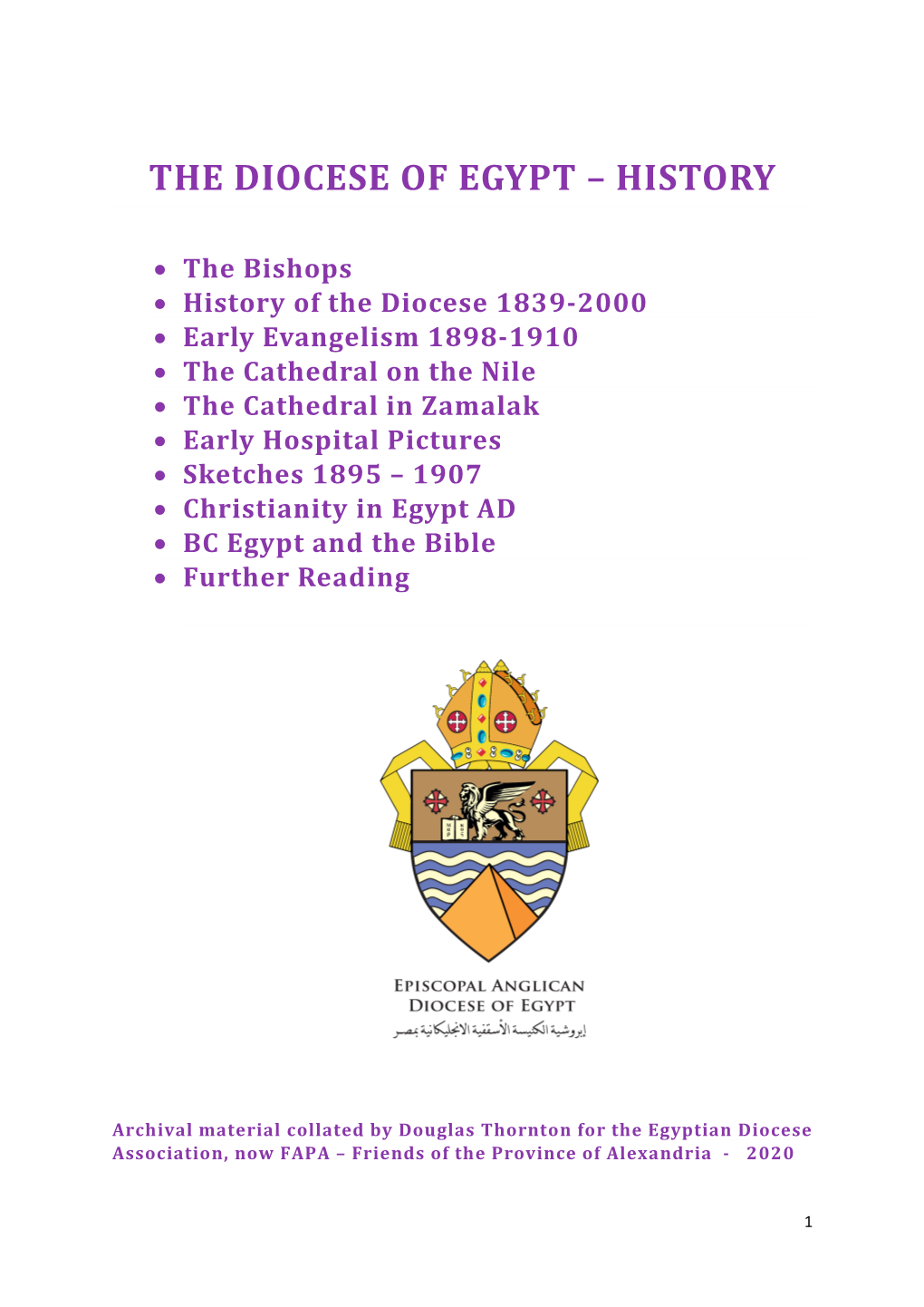 The Diocese of Egypt – History