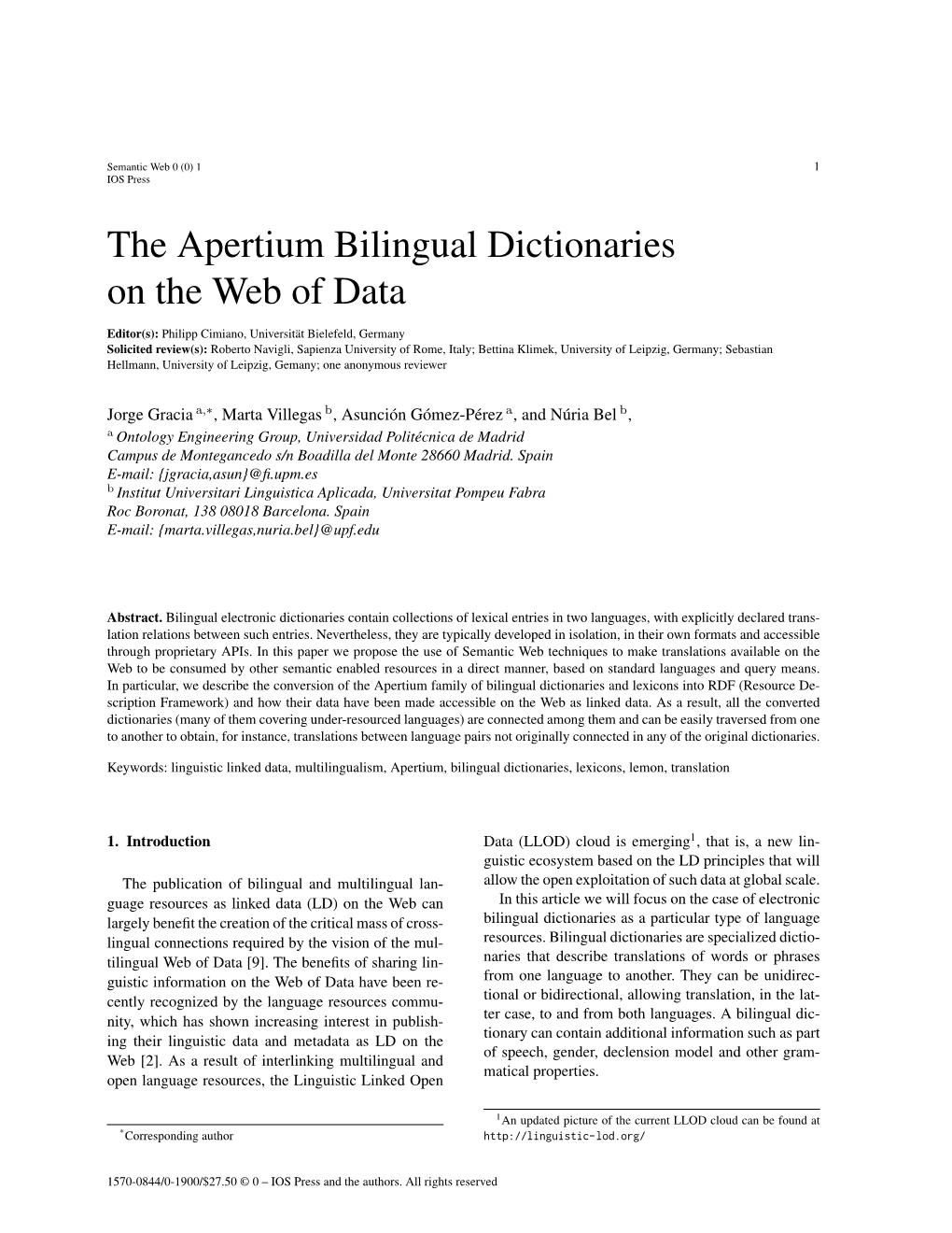 The Apertium Bilingual Dictionaries on the Web of Data