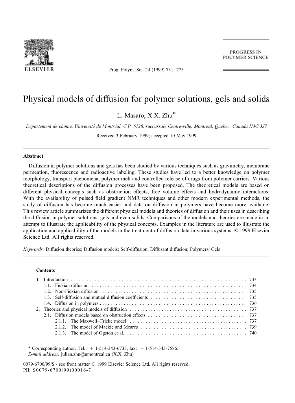 Physical Models of Diffusion for Polymer Solutions, Gels and Solids