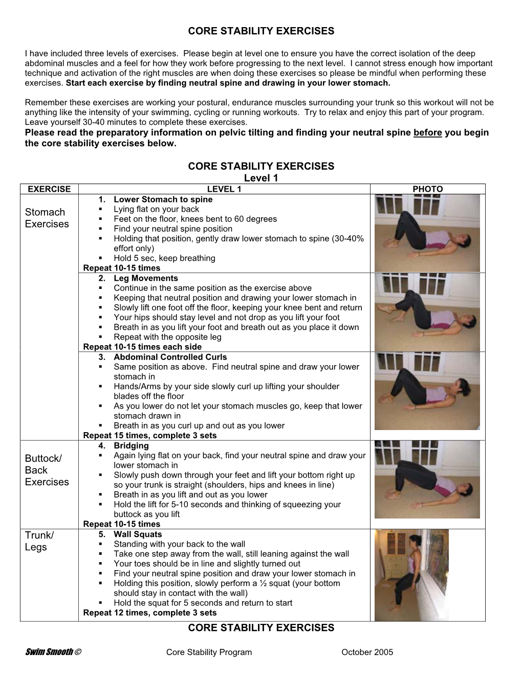 Core Stability Exercises