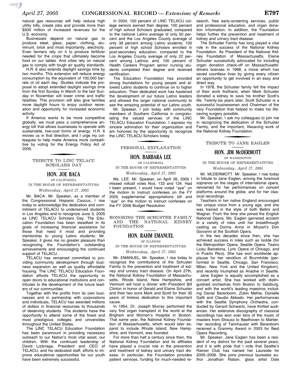 CONGRESSIONAL RECORD— Extensions of Remarks E797 HON