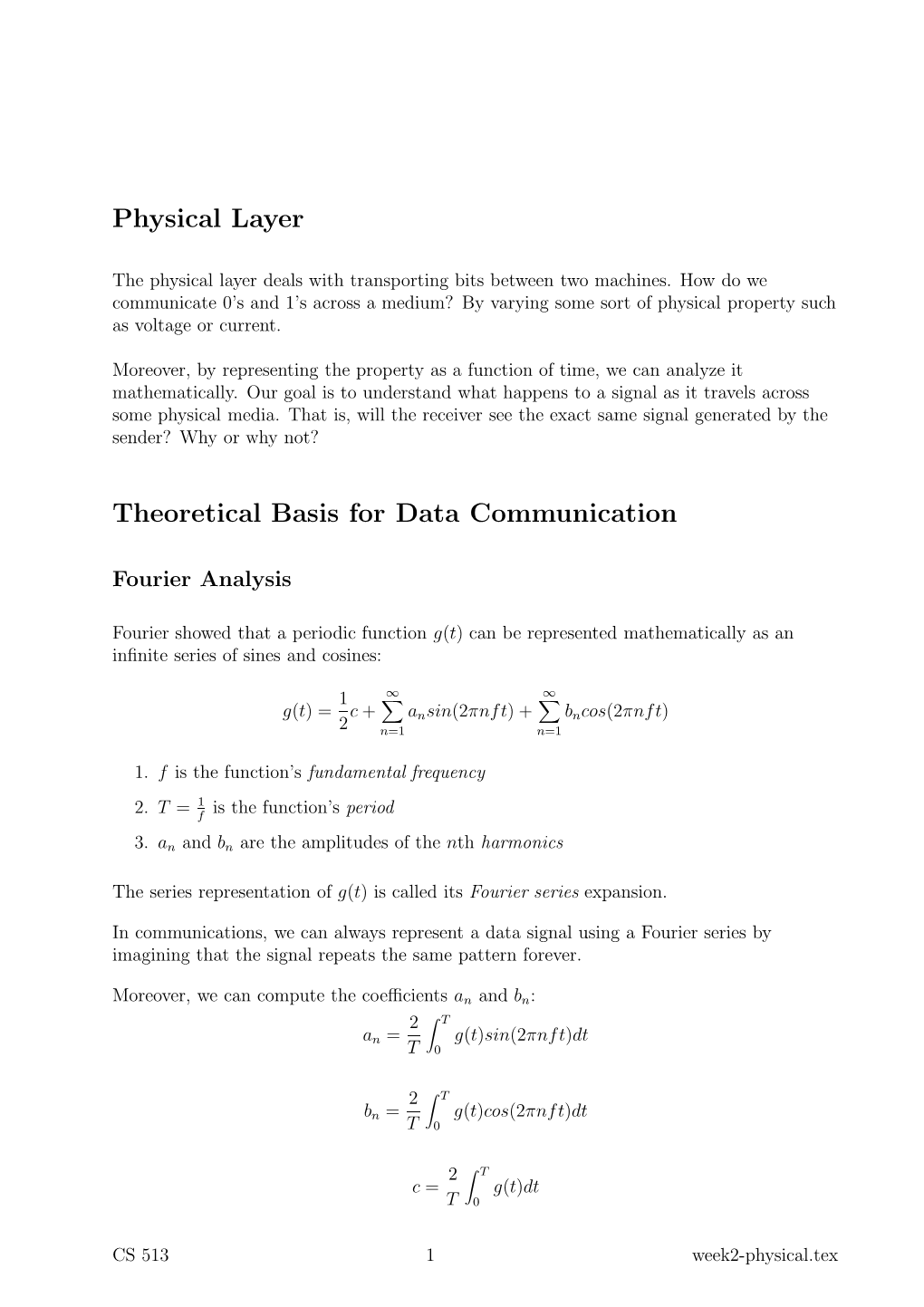 Physical Layer Theoretical Basis for Data Communication