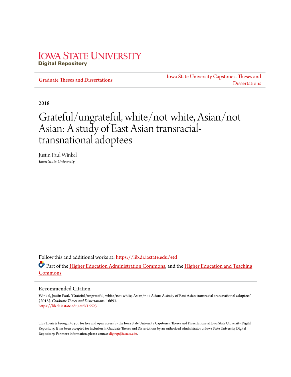 A Study of East Asian Transracial-Transnational Adoptees