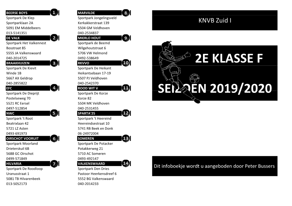 2E Klasse F Seizoen 2019/2020