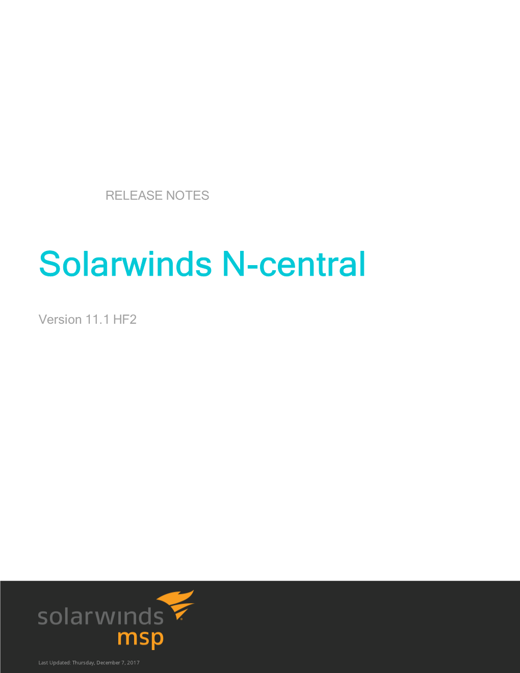 Solarwinds N-Central Release Notes