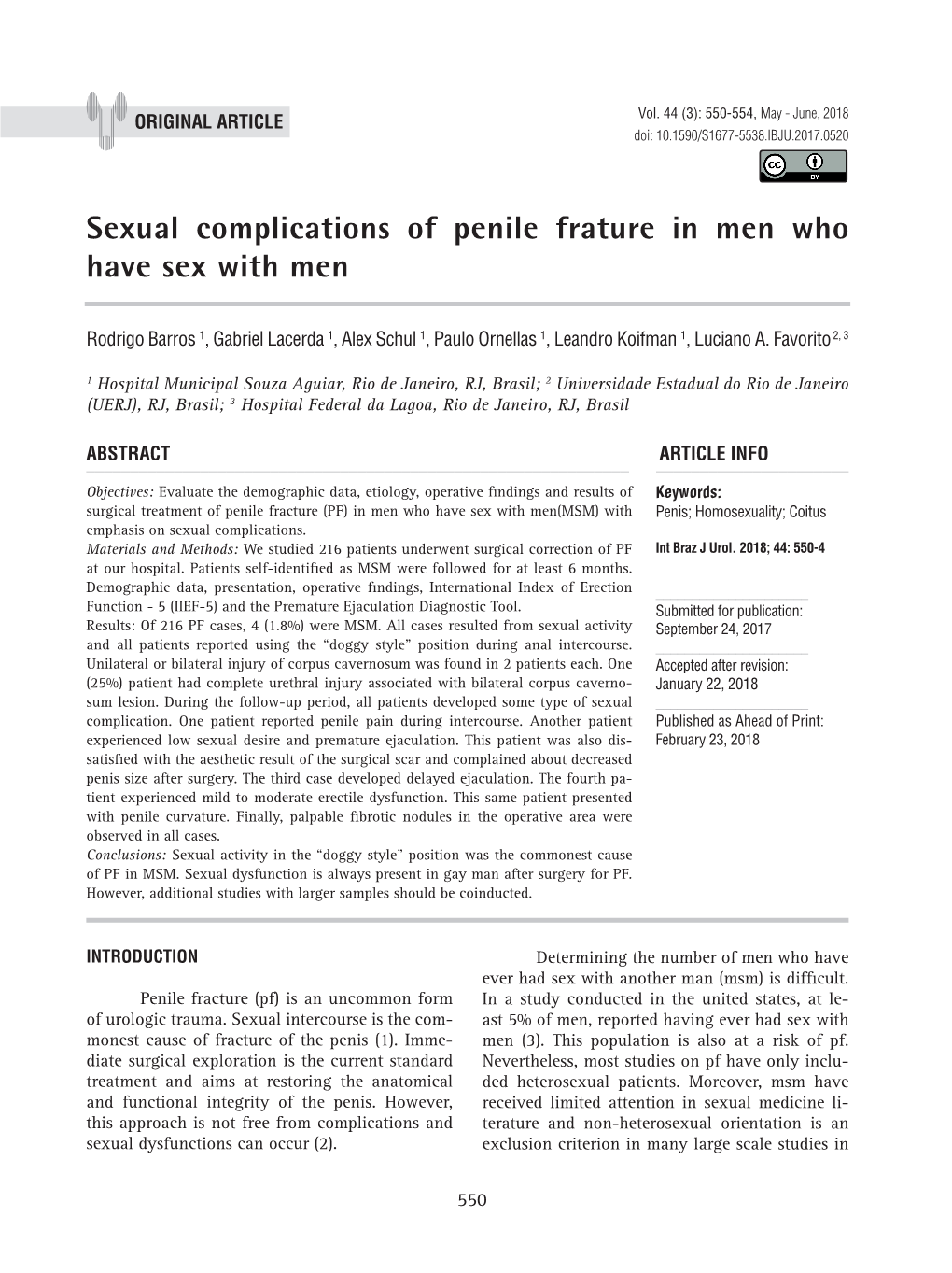 Sexual Complications of Penile Frature in Men Who Have Sex with Men ______