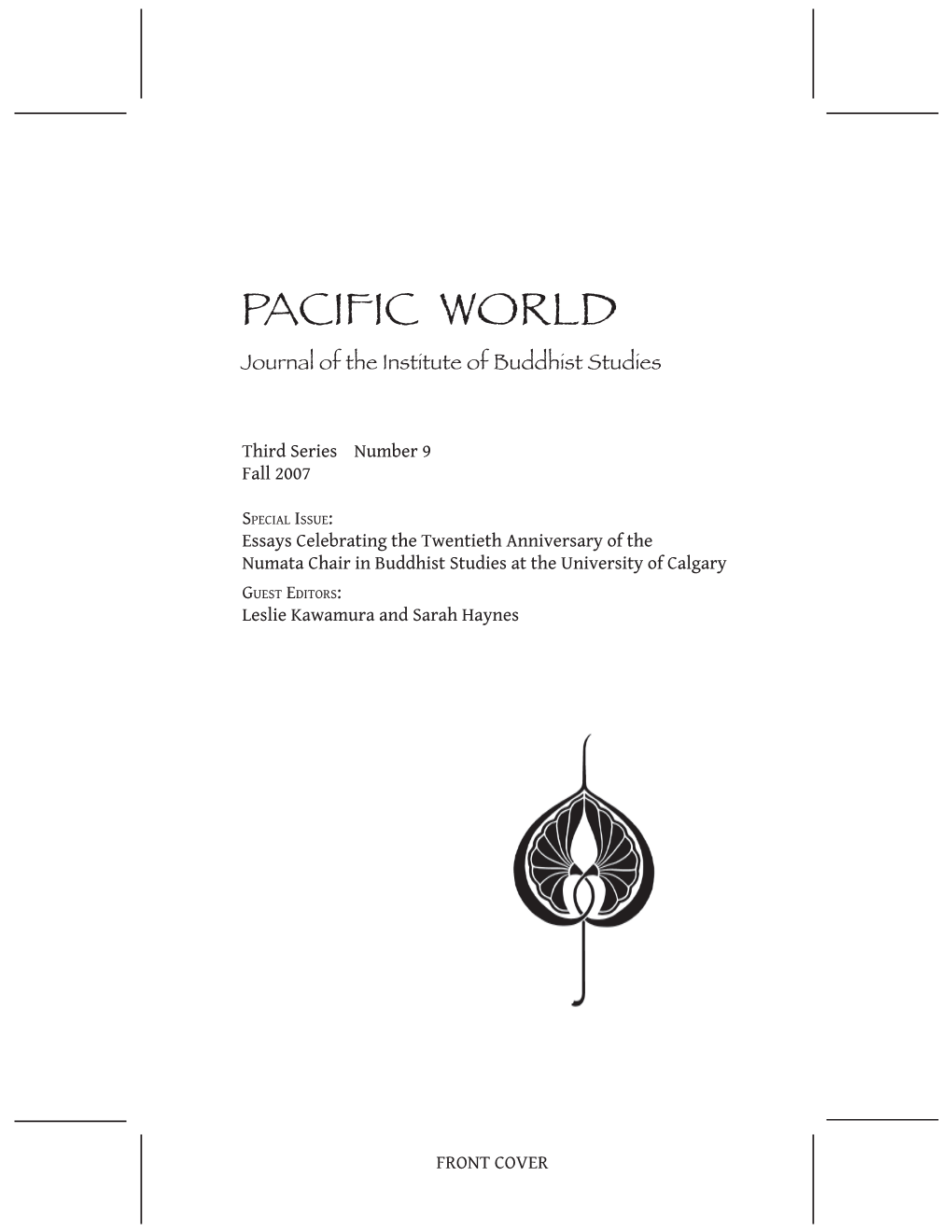 PACIFIC WORLD Journal of the Institute of Buddhist Studies