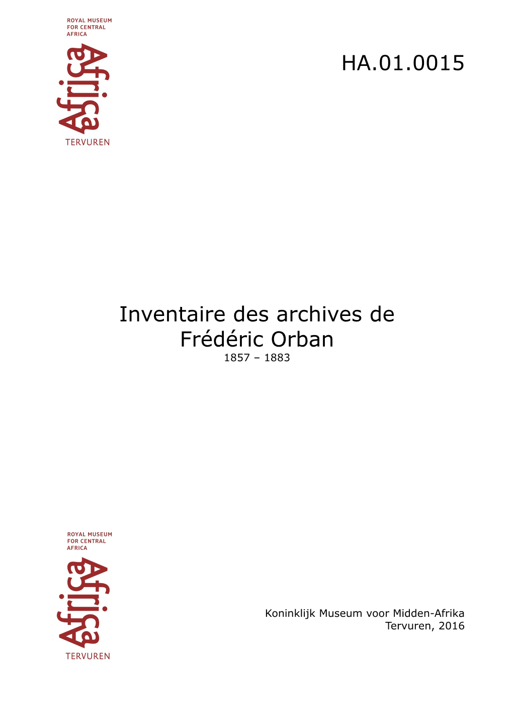 HA.01.0015 Inventaire Des Archives De Frédéric Orban