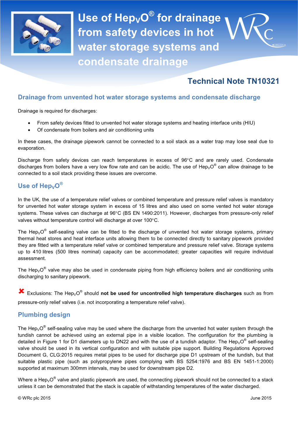 Use of Hepvo for Drainage from Safety Devices in Hot Water Storage Systems and Condensate Drainage