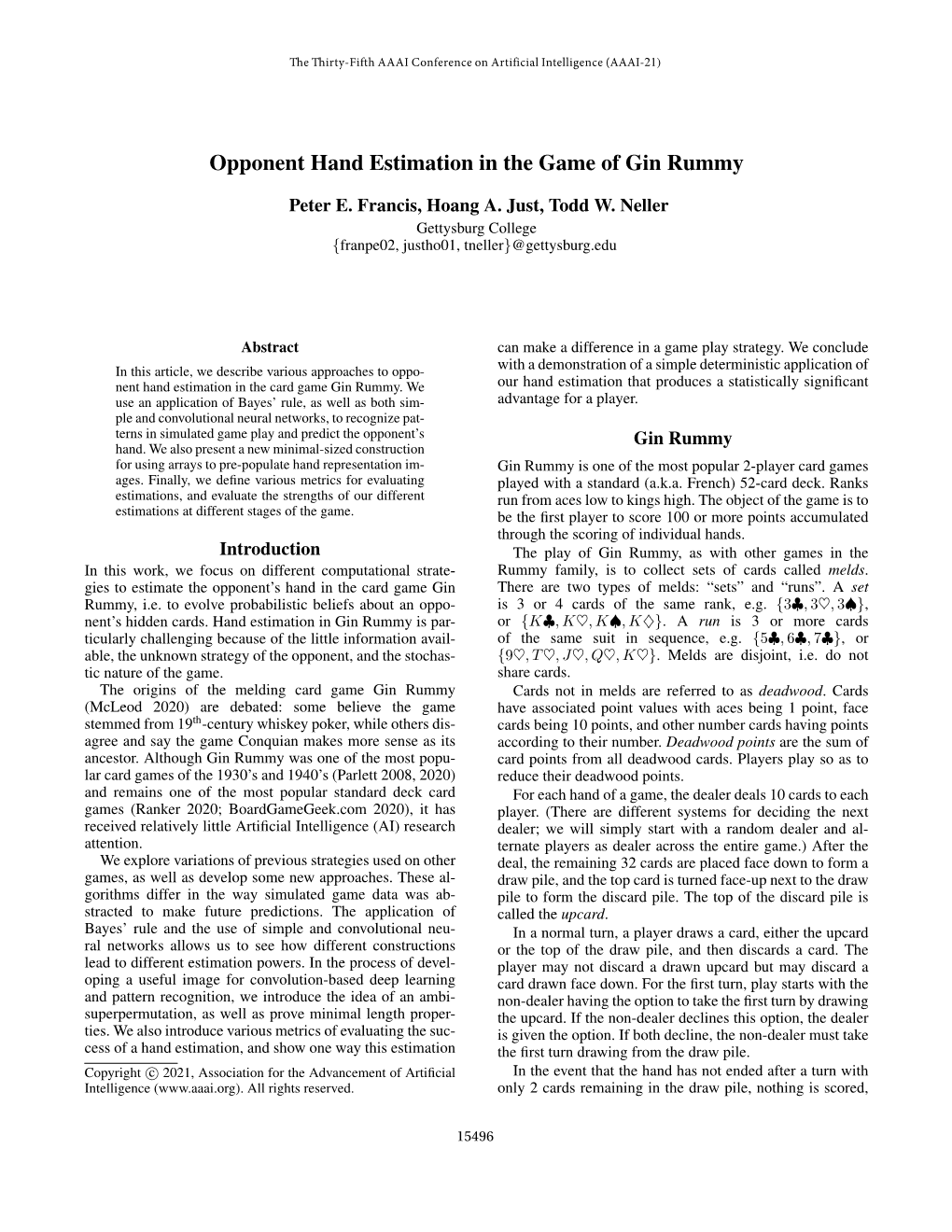 Opponent Hand Estimation in the Game of Gin Rummy