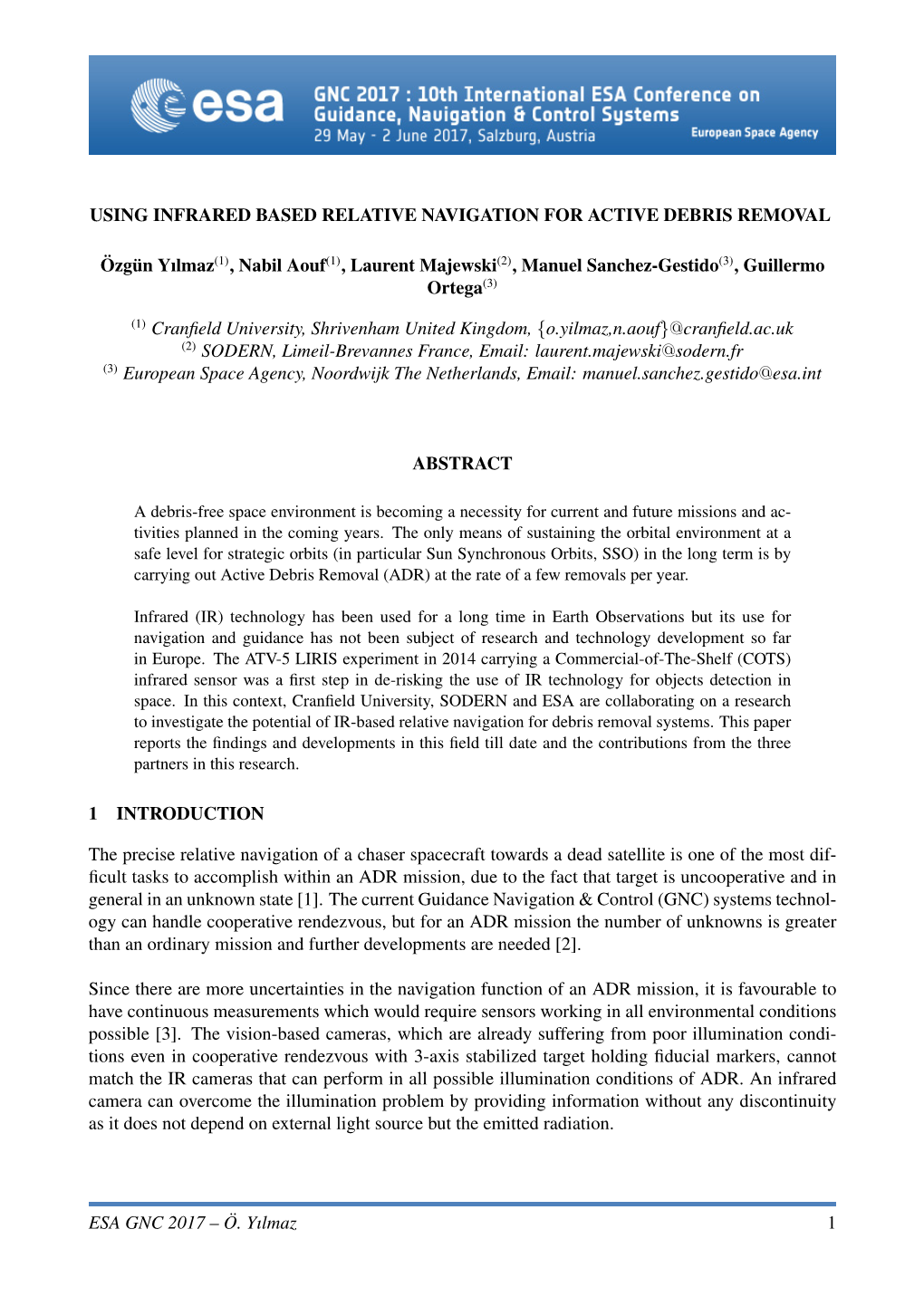 Using Infrared Based Relative Navigation for Active Debris Removal