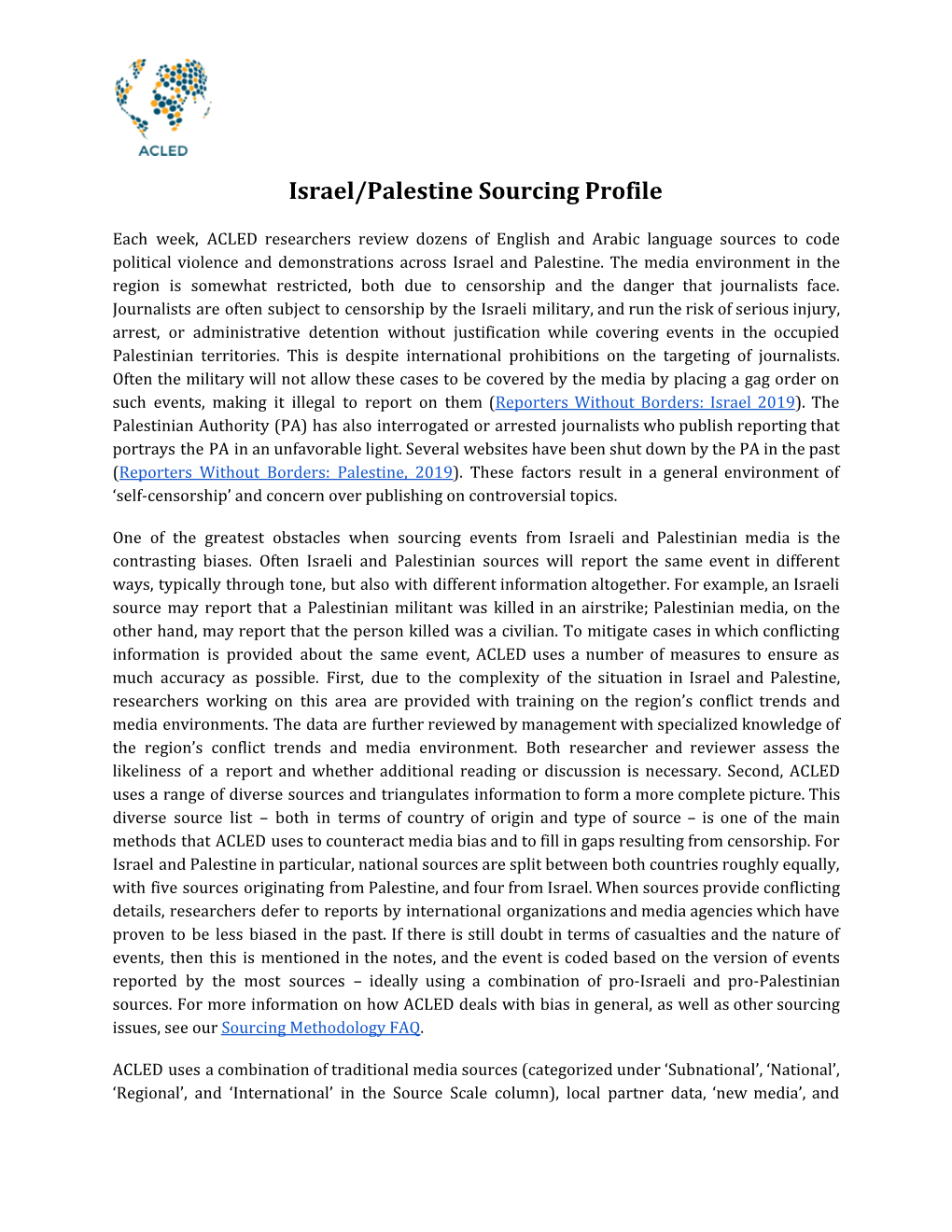 Israel/Palestine Sourcing Profile