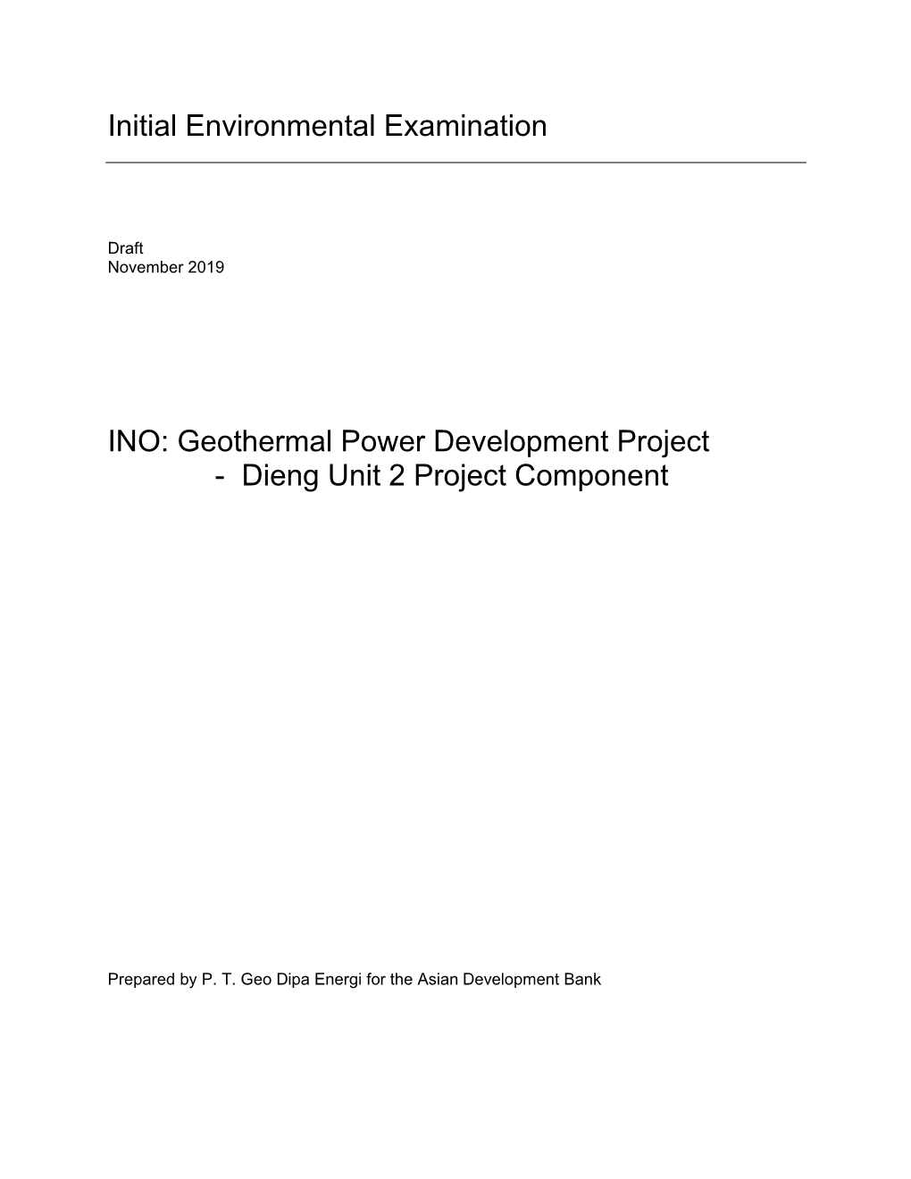 Dieng Unit 2 Project Component Draft Initial Environmental Examination