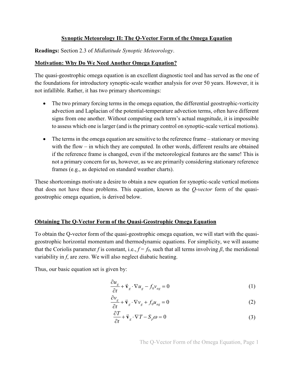 The Q-Vector Form of the Quasi-Geostrophic Omega Equation