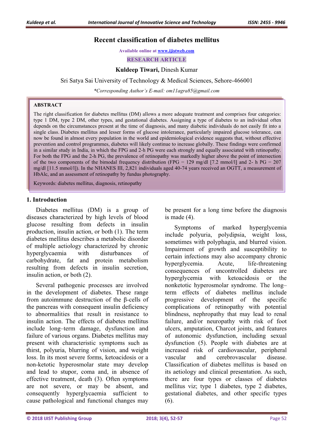 Kuldeep Et Al. International Journal of Innovative Science and Technology ISSN: 2455 - 9946