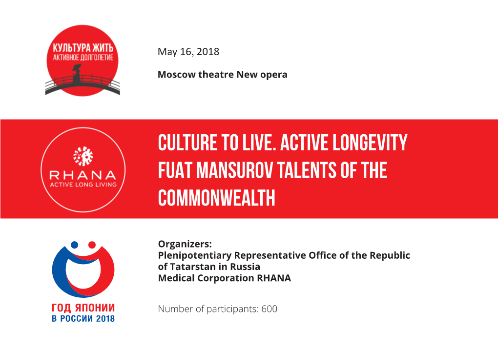 Culture to Live. Active Longevity Fuat Mansurov Talents of the Commonwealth