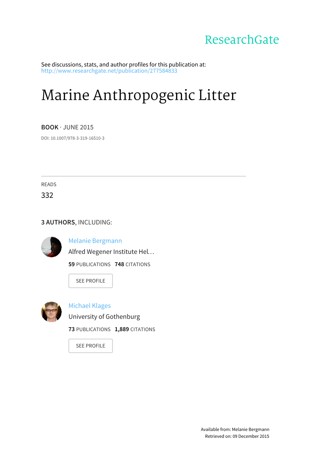 Marine Anthropogenic Litter