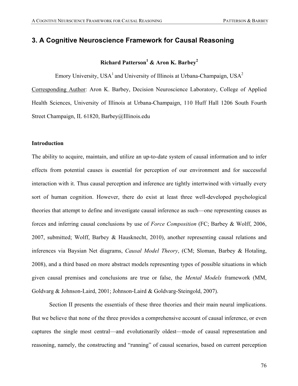 3. a Cognitive Neuroscience Framework for Causal Reasoning